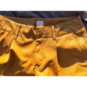 gold faux leather ankle pants, high waist cropped tapered trousers,
